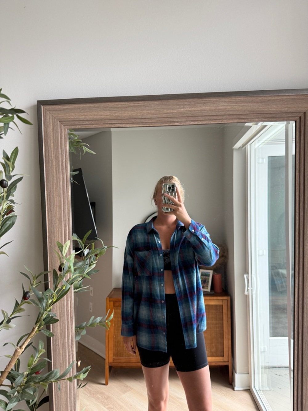 bp Blue Green Plaid Button-Up Jacket